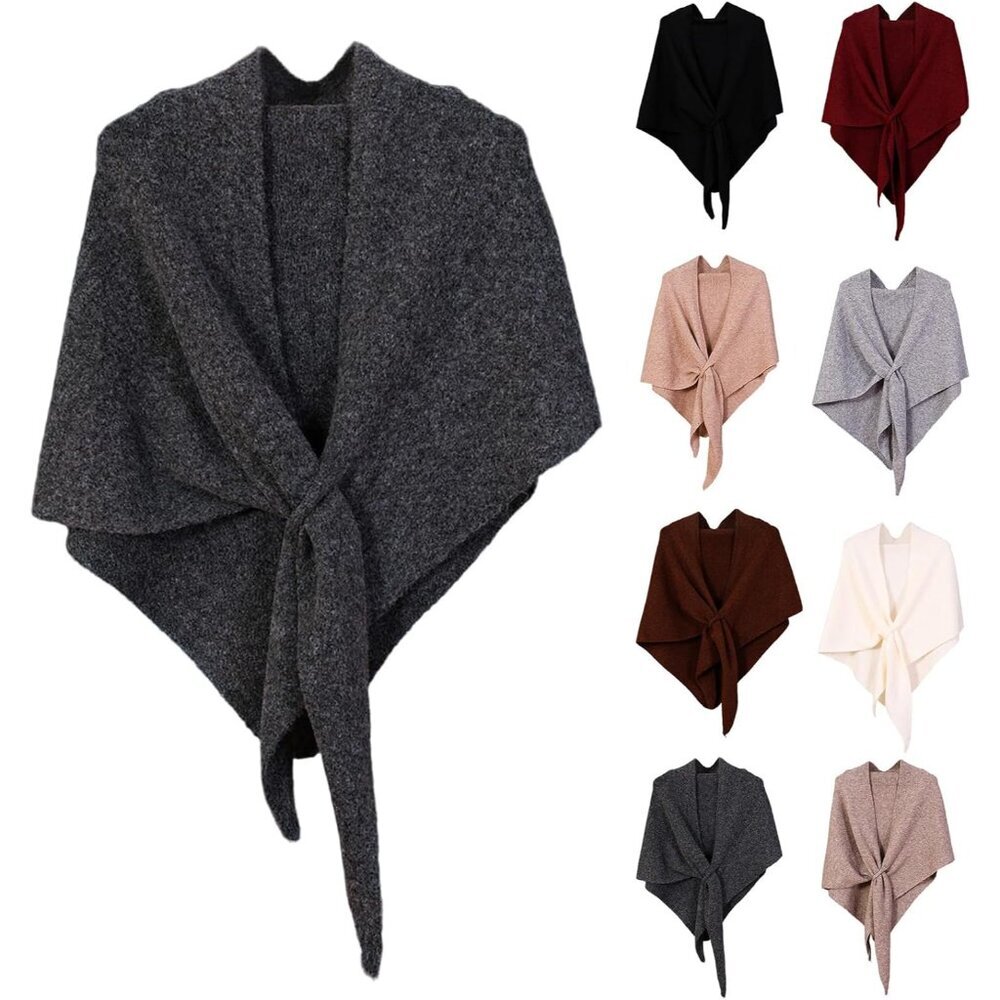 Versatile Women's Knitted Shawl Wrap - Timeless Wool-Cashmere Blend Design - Picture 7 of 8
